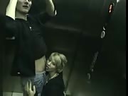 Cute Girl Gives Her Man A Handjob On An Elevator As He Films